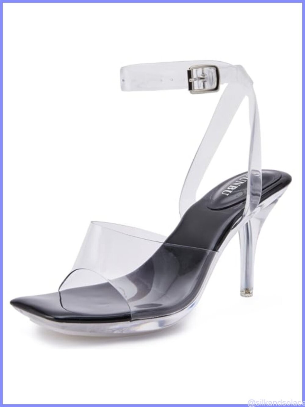 Clear Heels Platform Stiletto Square Toe Ankle Strap Sandals